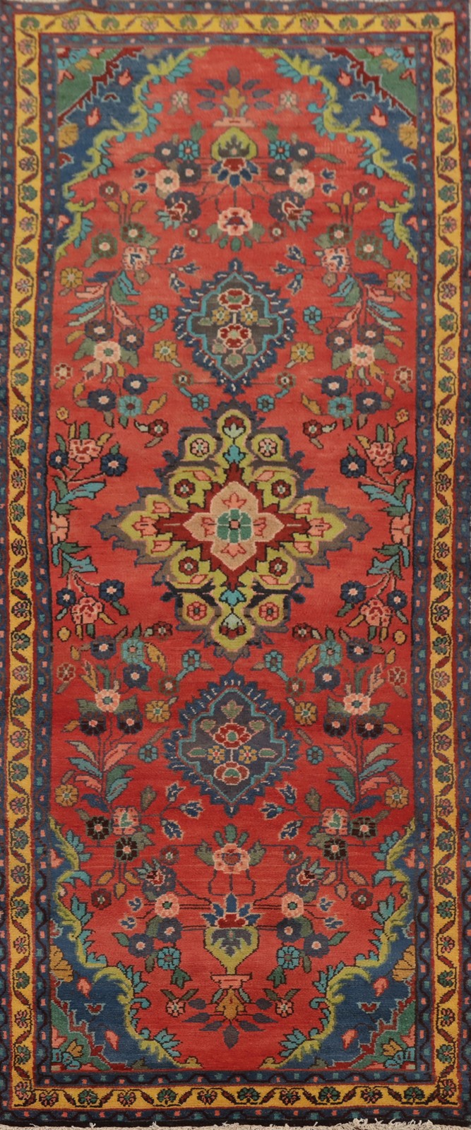 Handmade Floral Traditional 9 ft Runner Rug Vintage Red Wool Hallway Carpet 3x9 gallery