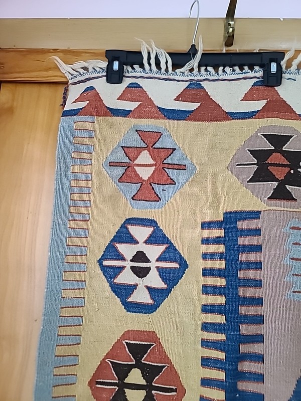 Vintage Wool Kilim Hand Woven Carpet Rug 6ft x 43in gallery
