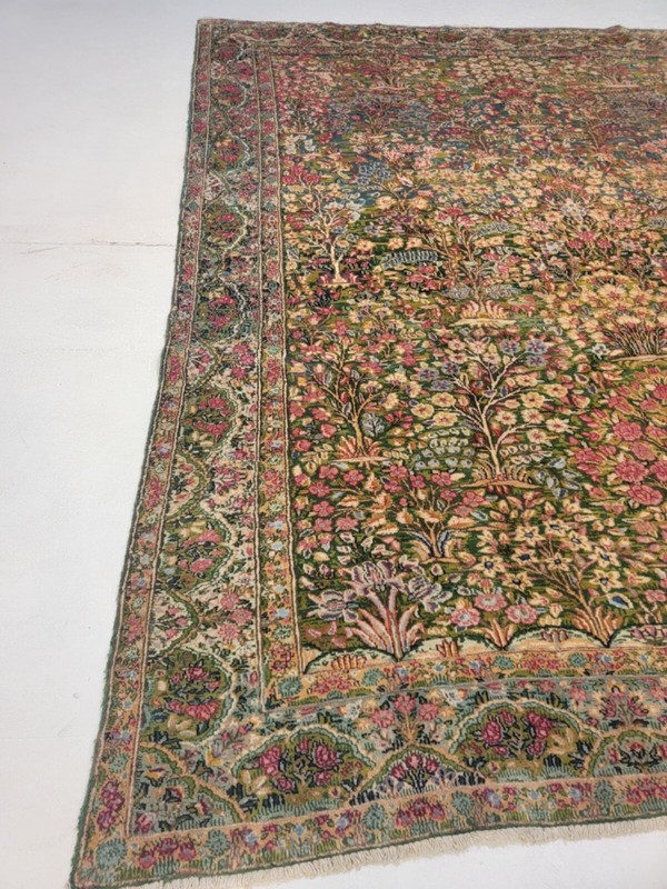 Antique Oriental Hand-Knotted Wool Area Rug Rahvar Rare Green/Blue 6'9" x 8'4" gallery