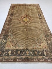 Antique Oriental Hand-Knotted Wool Area Rug Beige/Green/Ivory/Rust 5’3″ x 9’6″