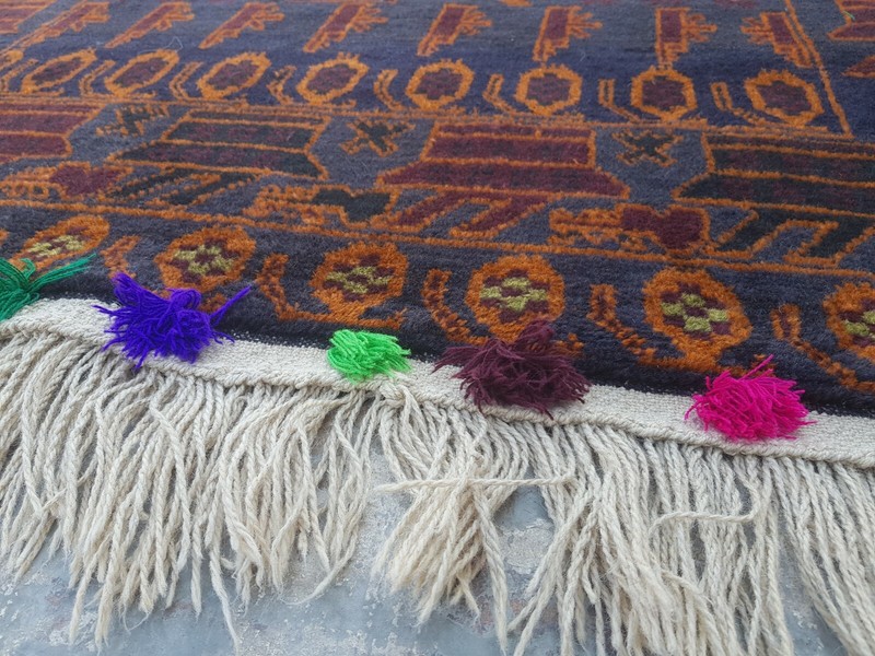 TRADITIONAL AFGHAN SHINDAND BALOCH WAR RUG TRIBAL WAR ART 7x4 ft gallery