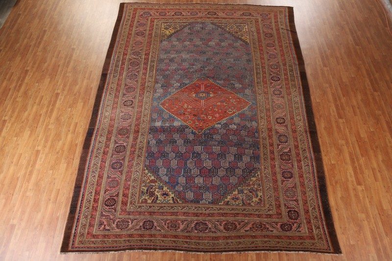 Pre-1900 Antique Heriz Bakhshayesh Vegetable Dye Rug 10x15 Dining Room Carpet gallery
