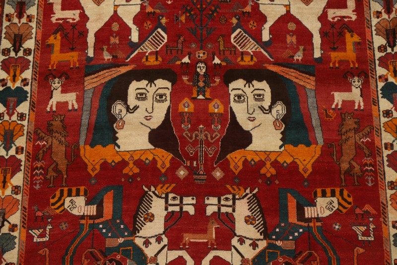 Vintage Tribal Pictorial Kasshkoli Area Rug 6x8 Wool Hand-made Traditional Ru gallery