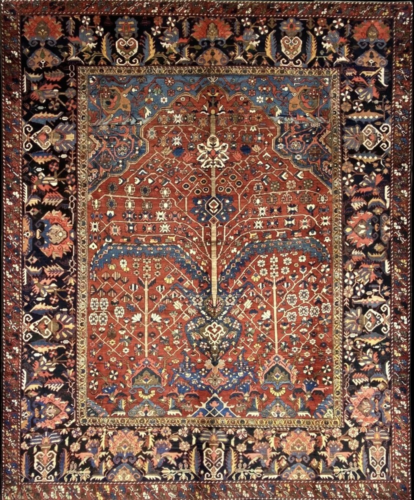 Antique Tree Of Life | Bakhtiari Area Rug | Handmade 10'x13' | One Of A Kind Rug
