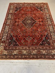 7.8×10.11 Distressed vintage Joshegan rug. Professionally Washed Low Pile.