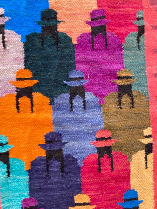 Vintage Handmade Peruvian Pictorial Wool Kilim Runner Rug 154x52 cm gallery
