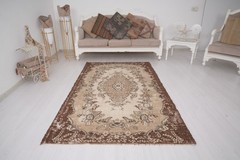 4×7 Turkish Vintage Runner, Old Antique Oushak Rug, Handmade Antique Carpet, 565