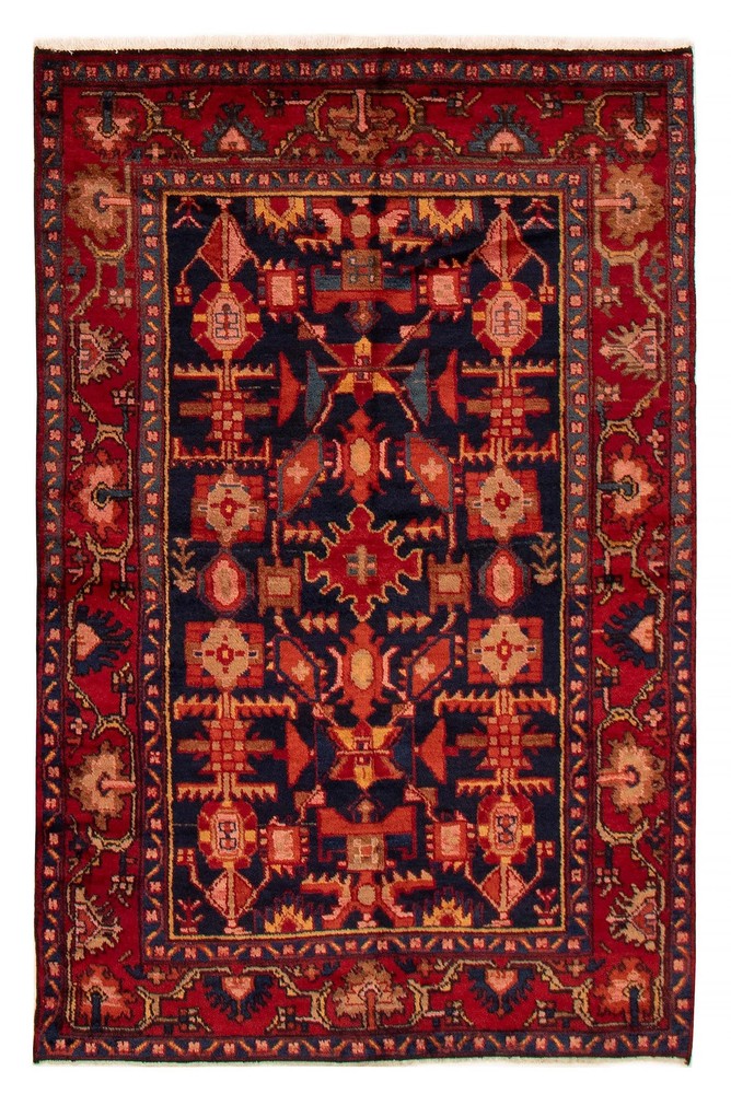 Vintage Hand-Knotted Area Rug 4'2" x 6'7" Traditional Wool Carpet