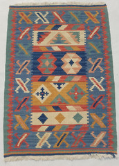 Vintage Traditional Handcrafted Turkish Kilim Rug for Home Décor 89×63 cm