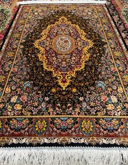 Luxury Silk & Cotton Rug 2.5 X 4 Ft Imperial Garden Medallion Floral 💐