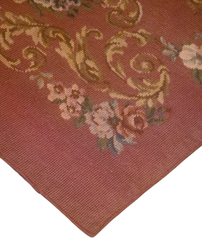 Antique Wool Needlepoint Aubusson Floral Rug 4x6 Handmade Tapestry Rhombus Shape gallery