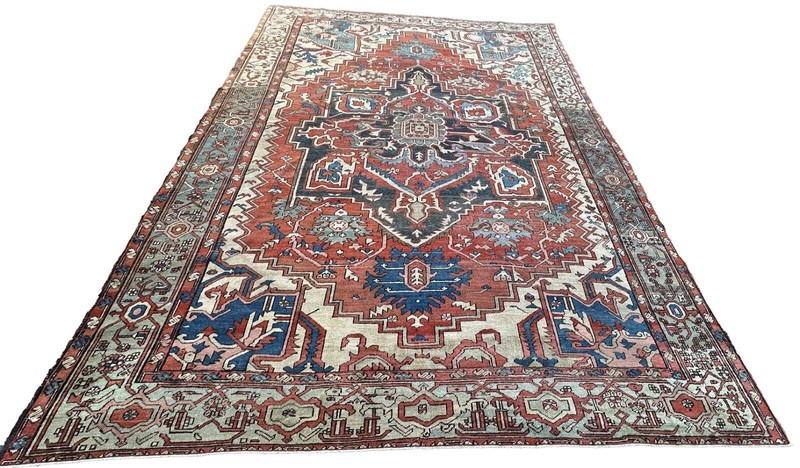 10x13 Antique Rare Handmade Geometric Area Rug Rust 288cm x 392cm c.1880 gallery