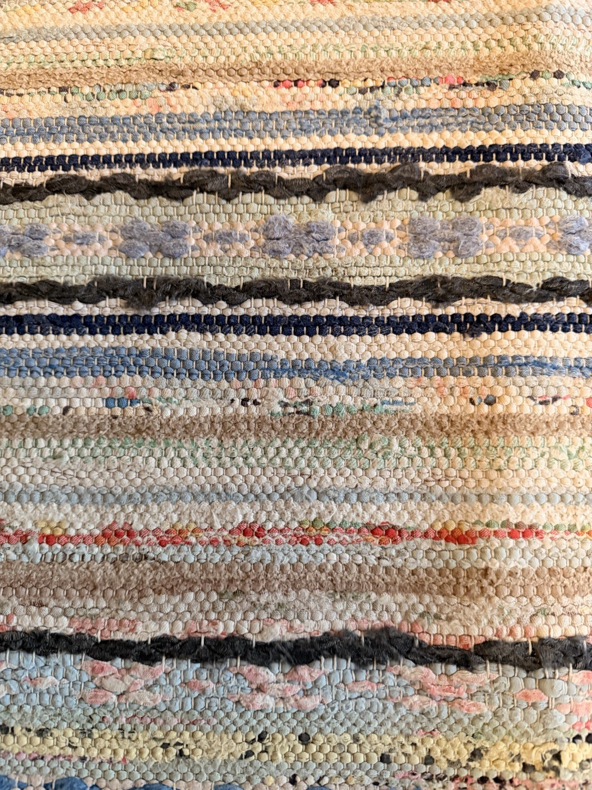 Lovely Swedish Hand Made Rag Rug (46.5 x 79 inches) 1920s gallery