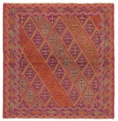 Vintage Traditional Hand-Knotted Area Rug 3’10” x 3’11” Oriental Wool Carpet