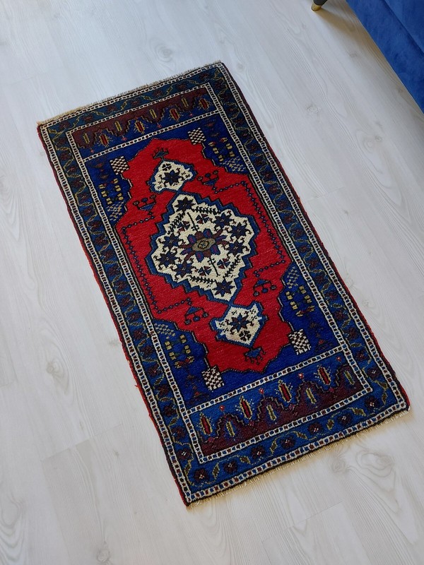 2X4 High Quality Antique Oriental Carpet Rug, Blue Handmade Decor Rug Design Rug gallery