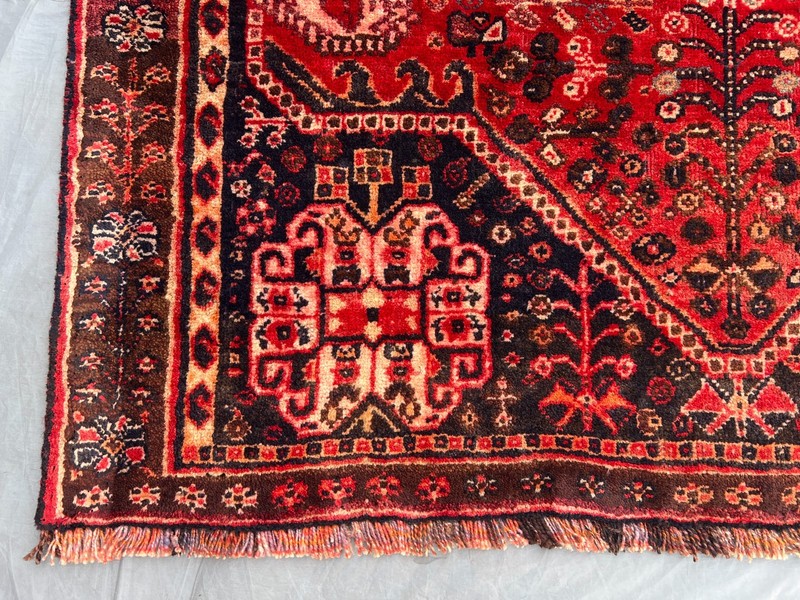 Vintage Caucasian Medallion Rug 3'8 x6'3 Red Hand Knotted Tribal Area Carpet Rug gallery