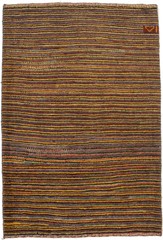 3X4 ft Signed Multicolored Stripes Gabbeh Rug Modern Tribal Kids Oriental Carpet