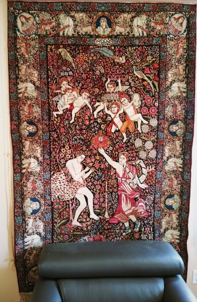 130 YEARS OLD FINEST MIDDLE EASTERN LAVAR RUG REZA KHAN ORDER DANCE OF NYMPH