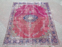 Antique Turkish Rug, Handwoven 10×12 ft Oushak Carpet Wool Large Home 123″x147″