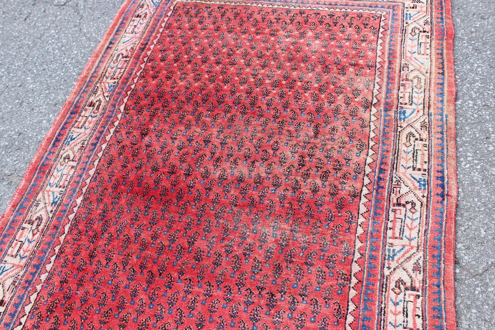 Geometric Floral Pattern Turkish 3' 8" x 5' 1" Orange Hand Knotted Area rug gallery