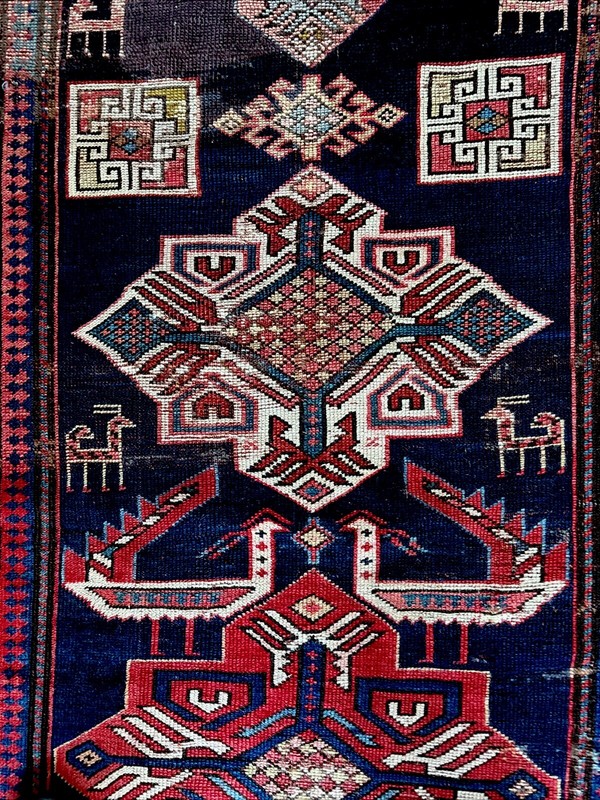 Antique Akstafa Caucasian Rug C. 1900, 100% Wool Classic Birds & Animal Figures gallery