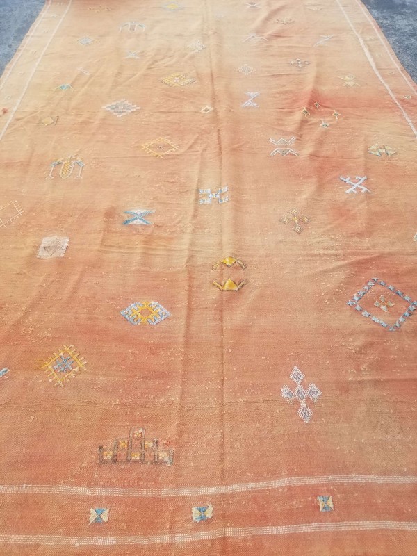 Distressed Fine Vintage Traditional Hand Made Oriental Wool Kilim 285x172cm gallery