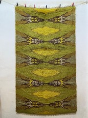 Vintage Fabulous Hand Knotted Swedish Scandinavian Rye Shag Wool Rug Carpet