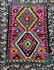 Pink Vintage Tribal Kayseri Kilim Rug from Turkey 113 cm x 80 cm