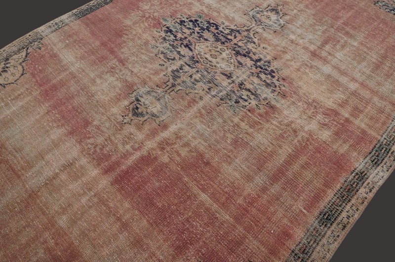 Vintage Turkish Oushak Rug, Peach 6x9 ft, Handmade Wool, Bohemian Anatolian gallery