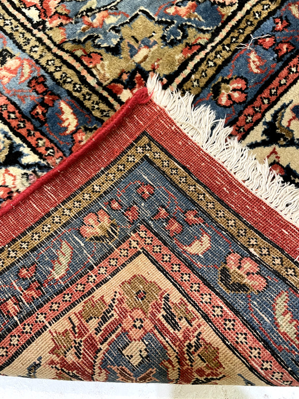 Antique Oriental Hand-Knotted Wool Area Rug Red/Ivory/Blue/Salmon 8'9" x 11'8" gallery