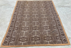 Vintage Handmade Geometric Floral Traditional Wool Flatweave Rug 220×167 cm