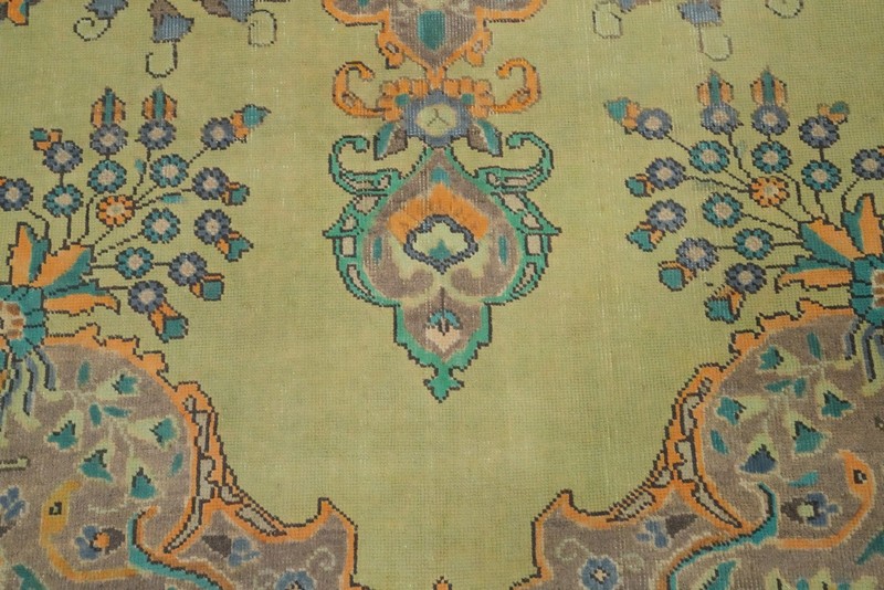 Traditional Green Overdyed Handmade Area Rug 9x12 Living Room Vintage Carpet gallery