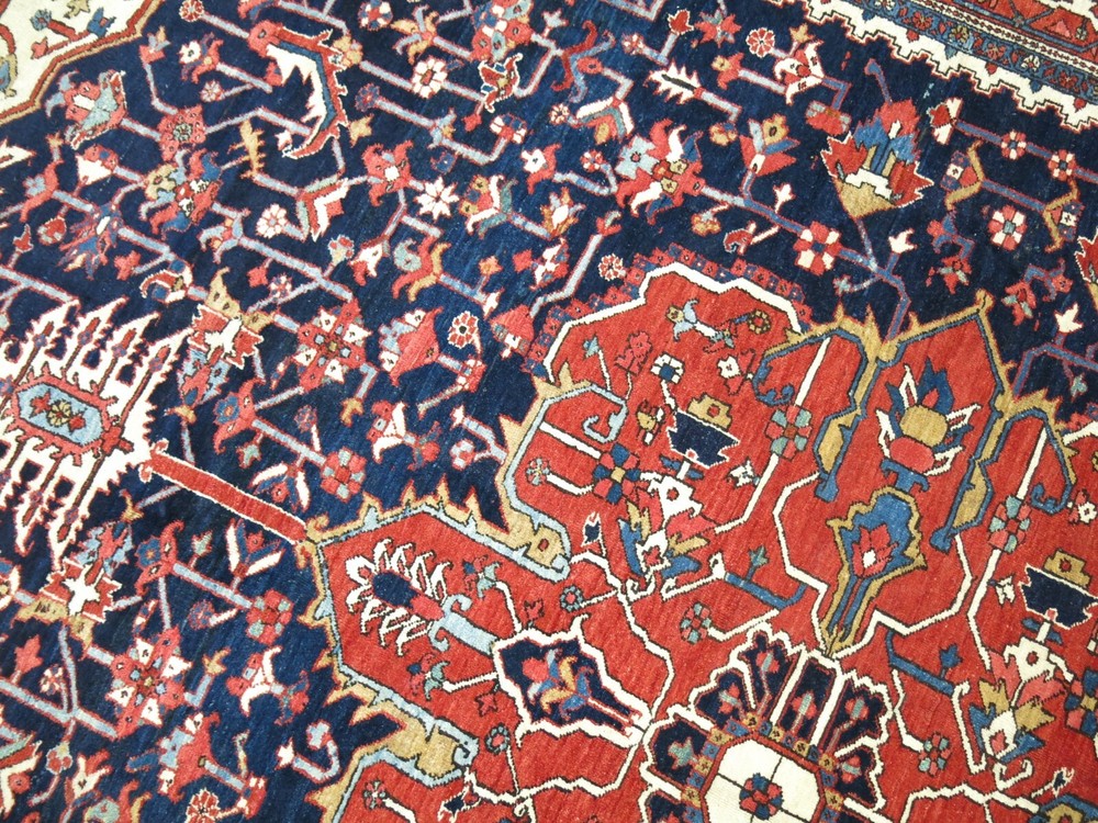 Antique Navy Karajeh Rug 9'x11'3''
