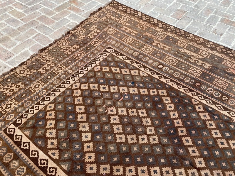 Chocolate Brown 9.8x16.3ft Handmade Afghan Kilim Rug Tribal Flatweave boho rug gallery