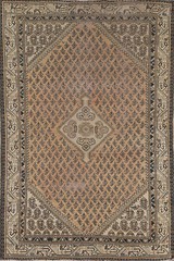 Geometric Botemir Boteh Vintage Rug 4×7 Handmade Wool for Bedroom