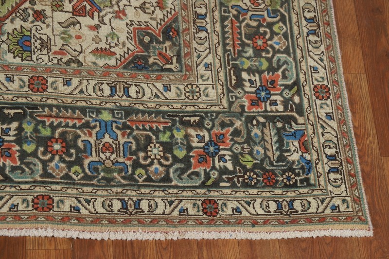 Light Green Medallion Hand-knotted Over-Dyed Traditional Room Size Area Rug 7x10 gallery