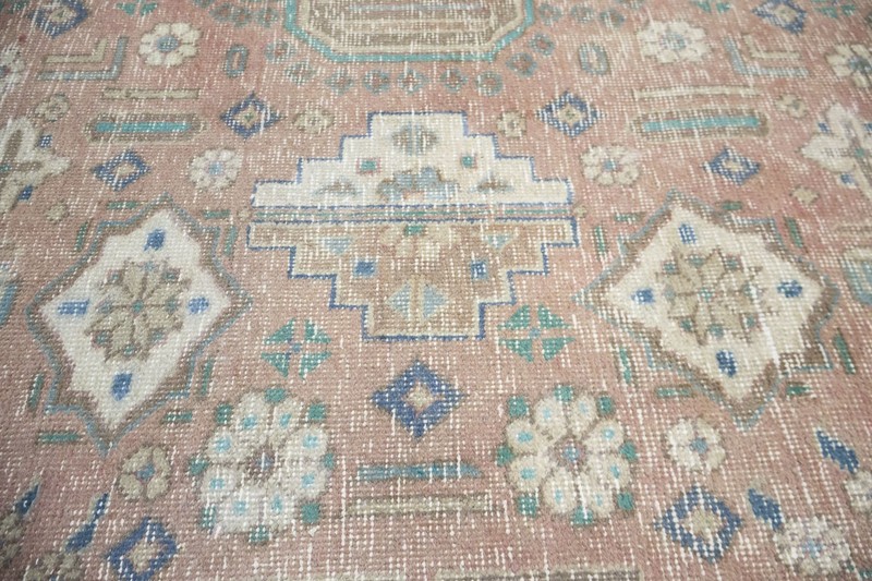 Handmade Distressed Floral Oriental Wool Rug Semi Antique Large Carpet 9x12 Ft gallery