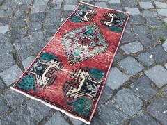 Oushak Kilim Rug, Bath Mat Rug, Turkish Vintage Rug, Home Decor Rug,1,3 x 2,6 ft