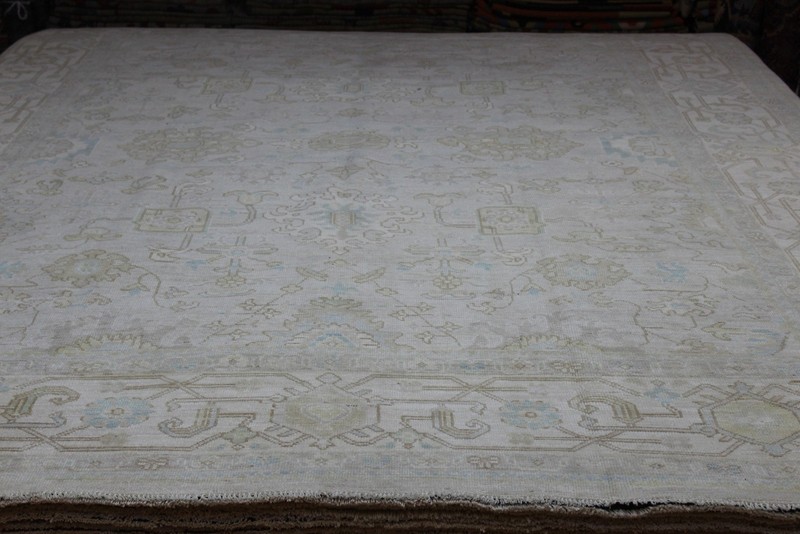 Oushak Design 9'x12 Handmade Oriental rug, Washed out muted Color Chobi gallery