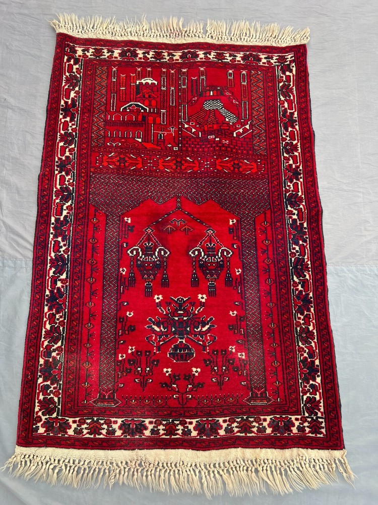 2'4x3'6 Ft Afghan Hand Knotted Turkmen Prayer Rug – Accent Wool Home Decor Rug