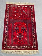 2’4×3’6 Ft Afghan Hand Knotted Turkmen Prayer Rug – Accent Wool Home Decor Rug