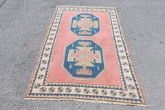 Turkish Rugs, Anatolian Rug, 4×6.7 ft Area Rugs, Vintage Rugs, Kitchen Rug