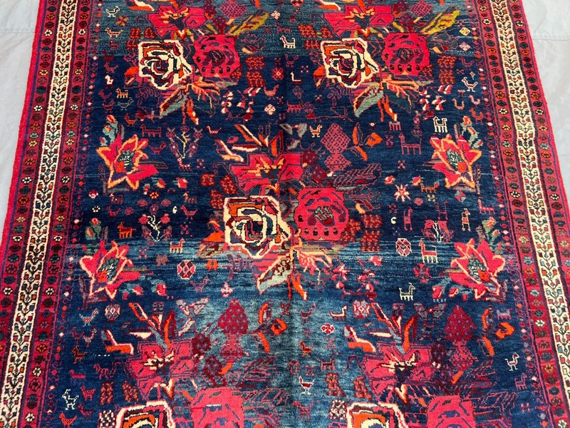 Antique Caucasian Floral Hand-Knotted Geometric Decor Rug, Tribal Faded Area Rug gallery