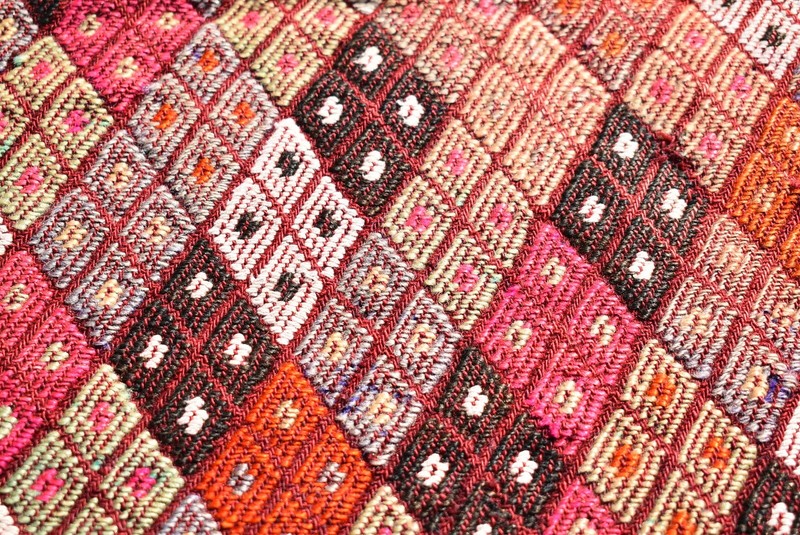 Antique Turkish Rug 15'' x 14'' Armanian Weave Collector's Item Kilim Bag Face gallery