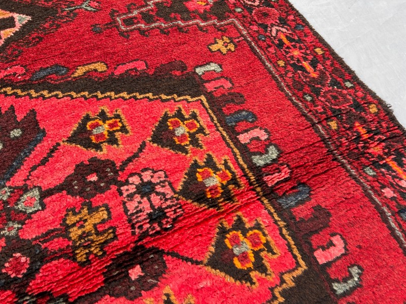 4x5 Vintage Red Afghan Hand Knotted Wool Rug Soft Pile Tribal Geometric Carpet gallery