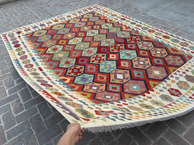 10x13 ft Geometric Afghan Tribal Large Kilim Handwoven Oriental Turkish Wool Rug gallery