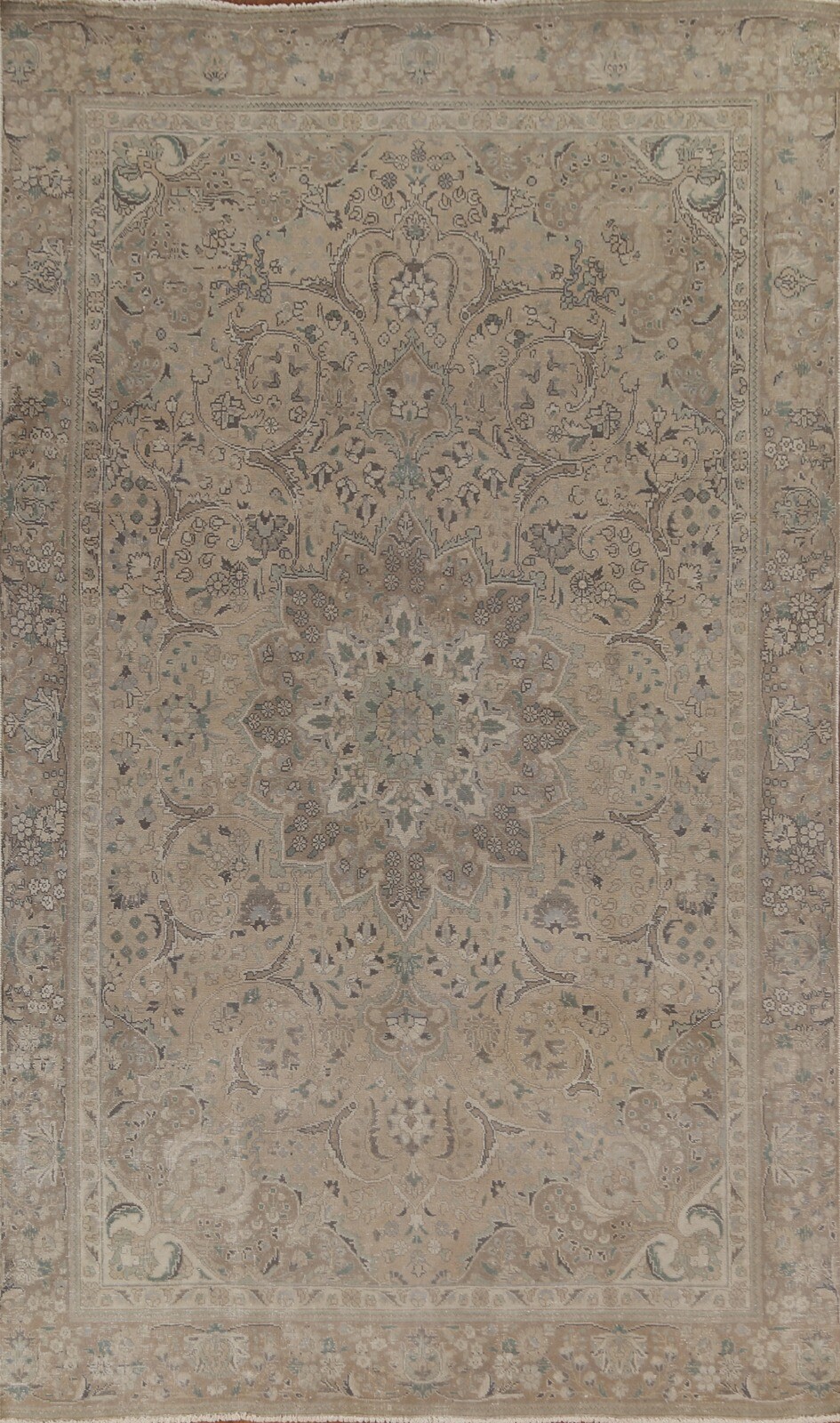 Vintage Muted Traditional Floral 6x10 Area Rug Low Pile Wool Hand-knotted Carpet gallery