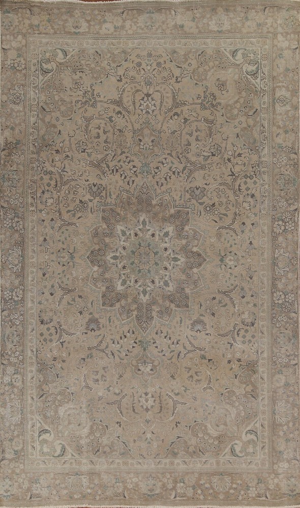 Vintage Muted Traditional Floral 6x10 Area Rug Low Pile Wool Hand-knotted Carpet