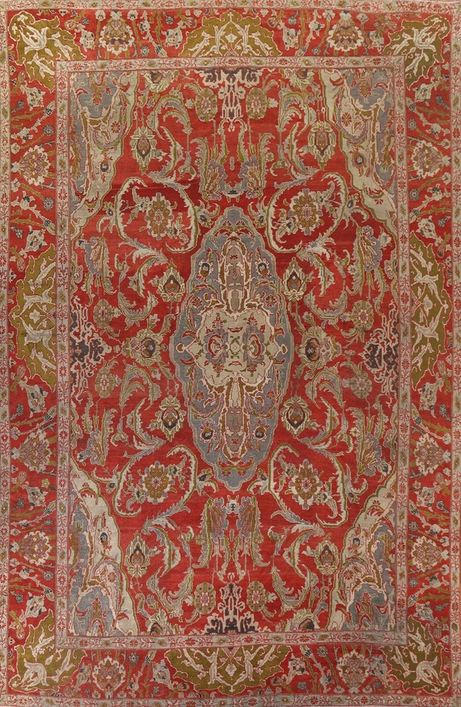 Pre-1900 Antique Vegetable Dye Sultanabad Palace Rug 12x17 Traditional Handmade