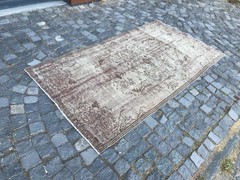 Bohemian Area Rug Handmade Wool Rug Turkish Vintage Traditional Rug 3,9 x 7,5 ft